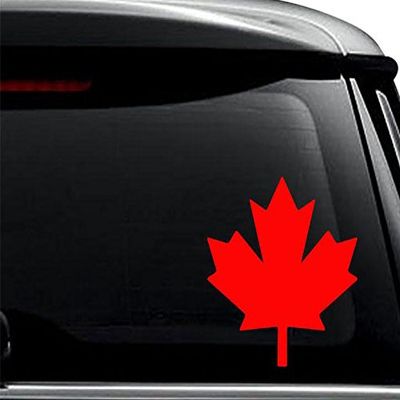 Maple Leaf Canada Canadian Decal Sticker for Use On Laptop, Helmet, Car, Truck, Motorcycle, Windows, Bumper, Wall, and Decor Size- [6 inch] / [15 cm] Tall/Color- Gloss Red