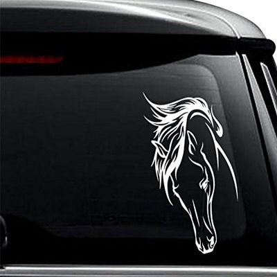 Tribal Art Horse Head Decal Sticker for Use On Laptop, Helmet, Car, Truck, Motorcycle, Windows, Bumper, Wall, and Decor Size- [6 inch] / [15 cm] Tall/Color- Gloss White