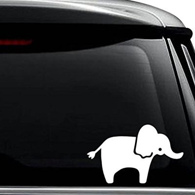 Cute Elephant Animal Decal Sticker For Use On Laptop, Helmet, Car, Truck, Motorcycle, Windows, Bumper, Wall, and Decor Size- [6 inch] / [15 cm] Wide / Color- Matte Black
