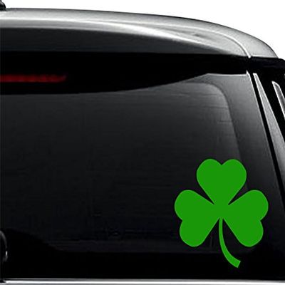 Shamrock Cloverleaf Irish Decal Sticker For Use On Laptop, Helmet, Car, Truck, Motorcycle, Windows, Bumper, Wall, and Decor Size- [6 inch] / [15 cm] Tall / Color- Matte Black