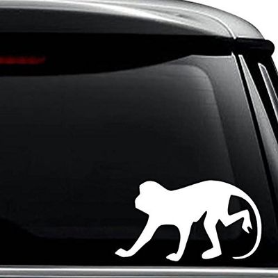 Monkey Animal Zoo Decal Sticker For Use On Laptop, Helmet, Car, Truck, Motorcycle, Windows, Bumper, Wall, and Decor Size- [6 inch] / [15 cm] Wide / Color- Matte White