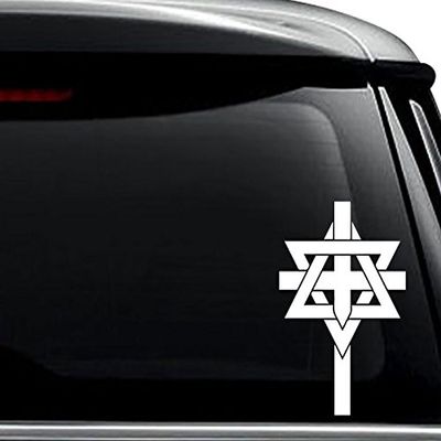 Star of David Cross Decal Sticker For Use On Laptop, Helmet, Car, Truck, Motorcycle, Windows, Bumper, Wall, and Decor Size- [15 inch] / [38 cm] Tall / Color- Matte White