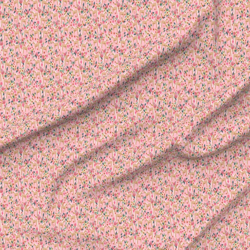 Spoonflower Fabric - Horse Florals Horses Pink Floral Pony Ponies Breed Equestrian Pet Printed on Satin Fabric by The Yard - Sewing Lining Apparel Fashion Blankets Decor