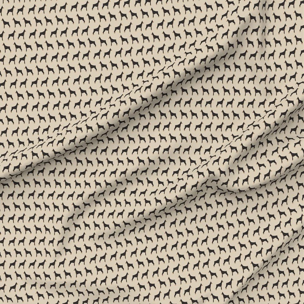 Spoonflower Fabric - Doberman Dogs Pinscher Sand Pet Pets Tan Portrait Printed on Satin Fabric by The Yard - Sewing Lining Apparel Fashion Blankets Decor