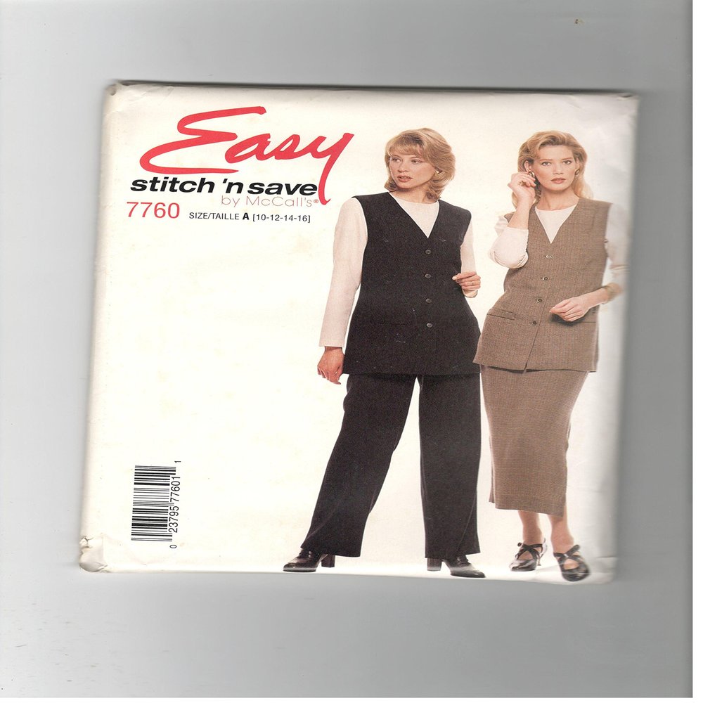 McCall's 7760 (Size 10,12, 14, 16) *Misses' Vest, Skirt, Pants