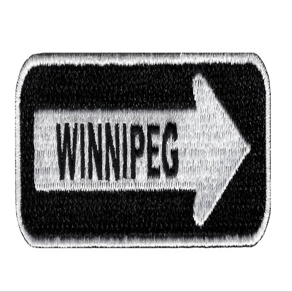 One Way Sign Winnipeg Canada Embroidered Patch Iron-On Highway Road Biker