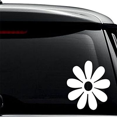 Groovy Daisy Flower Decal Sticker For Use On Laptop, Helmet, Car, Truck, Motorcycle, Windows, Bumper, Wall, and Decor Size- [6 inch] / [15 cm] Tall / Color- Matte White