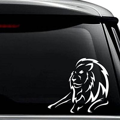 Lion Laying Animal Decal Sticker For Use On Laptop, Helmet, Car, Truck, Motorcycle, Windows, Bumper, Wall, and Decor Size- [8 inch] / [20 cm] Wide / Color- Matte Black