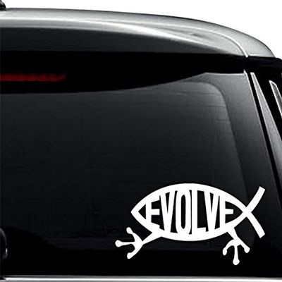 Evolution Fish Frog Decal Sticker For Use On Laptop, Helmet, Car, Truck, Motorcycle, Windows, Bumper, Wall, and Decor Size- [10 inch]/[25 cm] Wide/Color- Matte Black