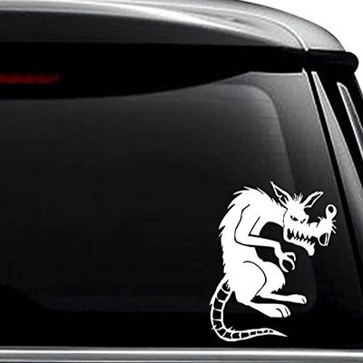 Evil Dirty Rat Animal Decal Sticker For Use On Laptop, Helmet, Car, Truck, Motorcycle, Windows, Bumper, Wall, and Decor Size- [6 inch] / [15 cm] Tall / Color- Matte White
