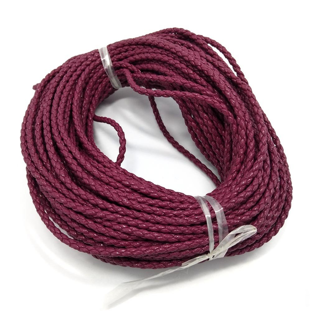 PU Leather Cord 20m 3.0mm Diameter Braid PU Leather Cord Beading Cord (09)