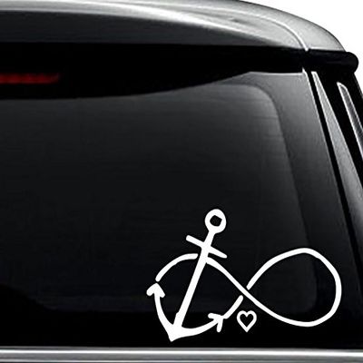 Sailor Forever Love Sailing Anchor Decal Sticker For Use On Laptop, Helmet, Car, Truck, Motorcycle, Windows, Bumper, Wall, and Decor Size- [6 inch] / [15 cm] Wide / Color- Matte Black