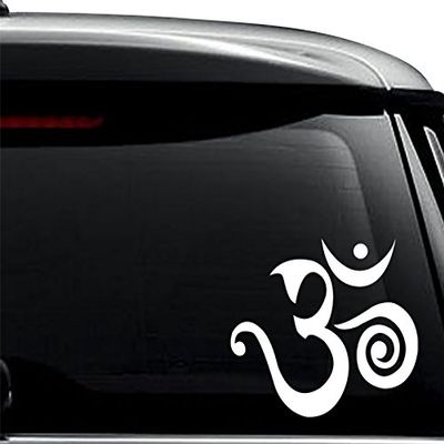 Aum Om Symbol Hinduism Yoga Decal Sticker For Use On Laptop, Helmet, Car, Truck, Motorcycle, Windows, Bumper, Wall, and Decor Size- [6 inch] / [15 cm] Wide / Color- Matte White