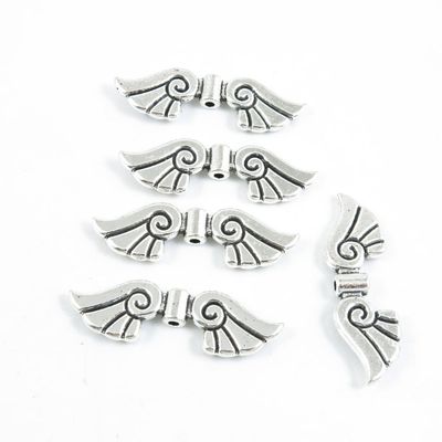 Price per 5 Pieces Antique Silver Tone Jewelry Making Charms Supply H4DU4 Wings Loose Beads