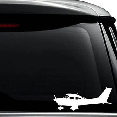 Cessna Plane Pilot Decal Sticker For Use On Laptop, Helmet, Car, Truck, Motorcycle, Windows, Bumper, Wall, and Decor Size- [8 inch] / [20 cm] Wide / Color- Matte Black