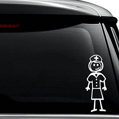 Nurse RN Stick Family Decal Sticker For Use On Laptop, Helmet, Car, Truck, Motorcycle, Windows, Bumper, Wall, and Decor Size- [6 inch] / [15 cm] Tall / Color- Matte White