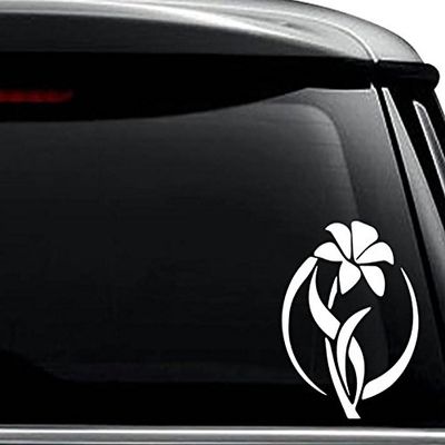 Lily Flower Decal Sticker For Use On Laptop, Helmet, Car, Truck, Motorcycle, Windows, Bumper, Wall, and Decor Size- [8 inch] / [20 cm] Tall / Color- Matte Black