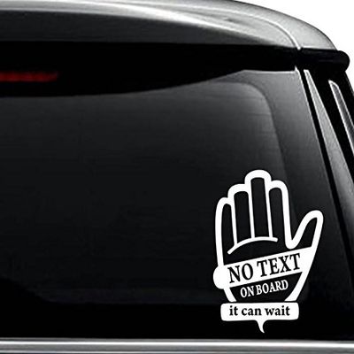 No Texting On Board Phone Decal Sticker For Use On Laptop, Helmet, Car, Truck, Motorcycle, Windows, Bumper, Wall, and Decor Size- [6 inch] / [15 cm] Wide / Color- Matte White