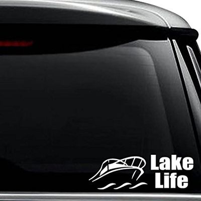 Lake Life Boating Decal Sticker for Use On Laptop, Helmet, Car, Truck, Motorcycle, Windows, Bumper, Wall, and Decor Size- [6 inch] / [15 cm] Wide/Color- Matte Black