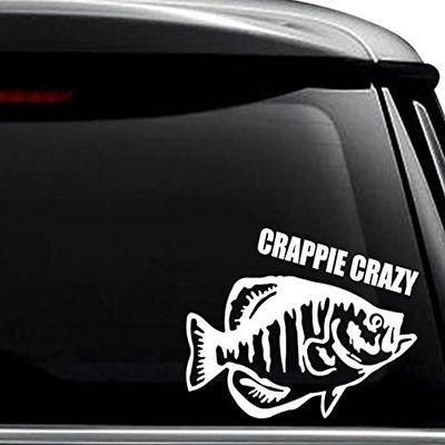 Crappie Crazy Fish Fishing Decal Sticker For Use On Laptop, Helmet, Car, Truck, Motorcycle, Windows, Bumper, Wall, and Decor Size- [6 inch] / [15 cm] Wide / Color- Matte Black