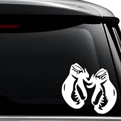 Boxing Gloves Boxer Decal Sticker For Use On Laptop, Helmet, Car, Truck, Motorcycle, Windows, Bumper, Wall, and Decor Size- [6 inch] / [15 cm] Wide / Color- Matte Black