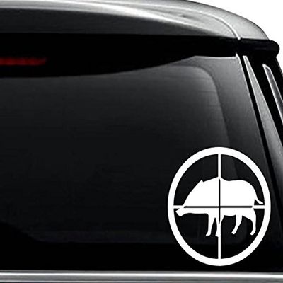 Boar Hog Hunting Crosshairs Decal Sticker For Use On Laptop, Helmet, Car, Truck, Motorcycle, Windows, Bumper, Wall, and Decor Size- [10 inch] / [25 cm] Tall / Color- Matte White