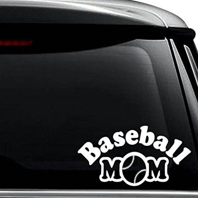 Baseball Mom Decal Sticker For Use On Laptop, Helmet, Car, Truck, Motorcycle, Windows, Bumper, Wall, and Decor Size- [6 inch] / [15 cm] Wide / Color- Matte Black