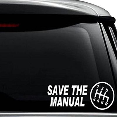 Save the Manual JDM Japanese Decal Sticker For Use On Laptop, Helmet, Car, Truck, Motorcycle, Windows, Bumper, Wall, and Decor Size- [10 inch] / [25 cm] Wide / Color- Matte White