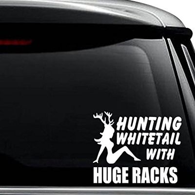 Hunting Whitetail Huge Racks Deer Buck Decal Sticker For Use On Laptop, Helmet, Car, Truck, Motorcycle, Windows, Bumper, Wall, and Decor Size- [6 inch] / [15 cm] Wide / Color- Matte Black