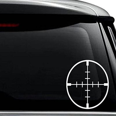 Sniper Crosshairs Scope Target Decal Sticker For Use On Laptop, Helmet, Car, Truck, Motorcycle, Windows, Bumper, Wall, and Decor Size- [8 inch] / [20 cm] Tall / Color- Matte White