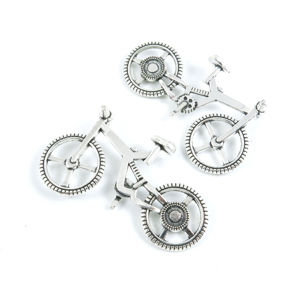 Price per 80 Pieces Antique Silver Tone Jewelry Making Charms Supply N9PZ5 Bike Bicycle