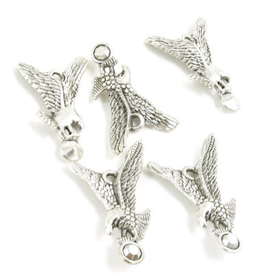 Price per 10 Pieces Antique Silver Tone Jewelry Making Charms Supply Y5CU8 Eagle