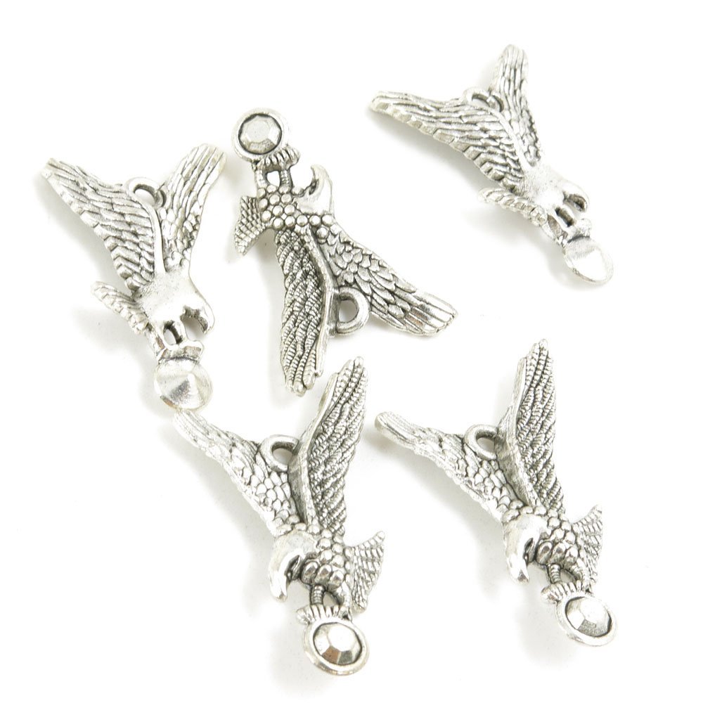 Price per 10 Pieces Antique Silver Tone Jewelry Making Charms Supply Y5CU8 Eagle