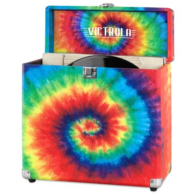 Innovative Technology Victrola Vintage Vinyl Record Storage Carrying Case for 30+ Records, Tie Dye - VSC-20-TDY, 1SFA