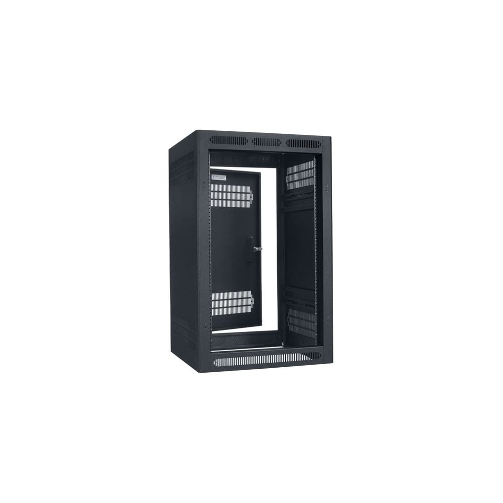 Lowell LER-1822 LER Series Enclosed AV Rack 18U x 22 D with Rear Door; Welded Top and Sides with Vents; Open Front; 1-Pair Fully Adjustable Rails Tapped 10-32; 500 Lbs Capacity