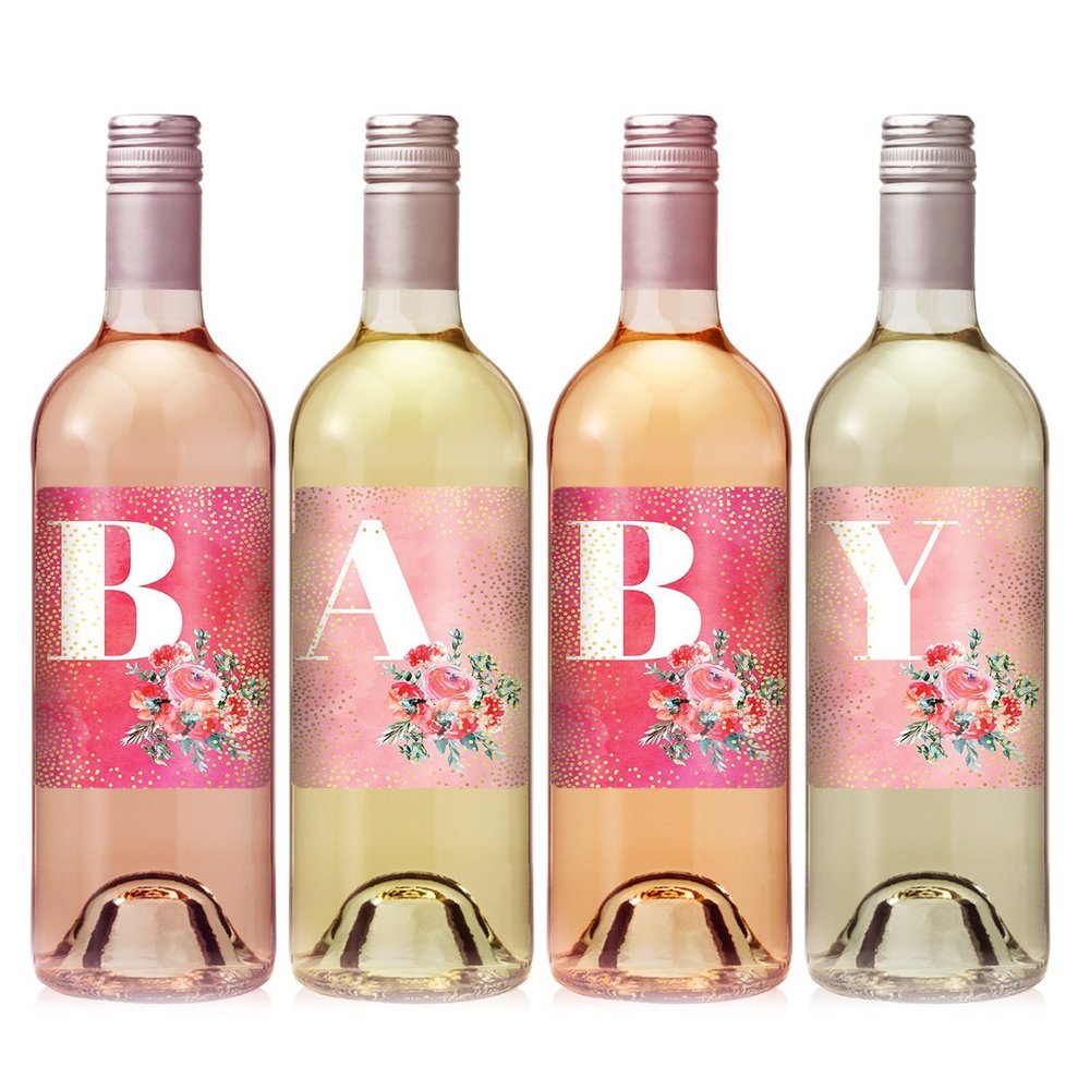 Pink Baby Wine Label Set - set of 4 - Exactly like Photo