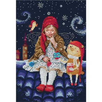 Fairy Tales On The Roofs Counted Cross Stitch Kit-9.75"X13.75" 14 Count
