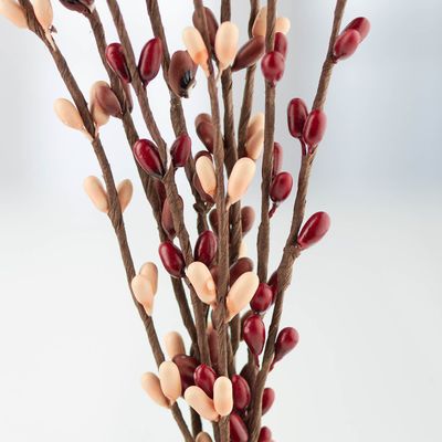 Factory Direct Craft Pack of 12 Peach and Burgundy Pip Berry Stems Fall Rustic Berries, Farmhouse Home Decor for Table Arrangements and Thanksgiving Centerpiece Decorations (12" H)