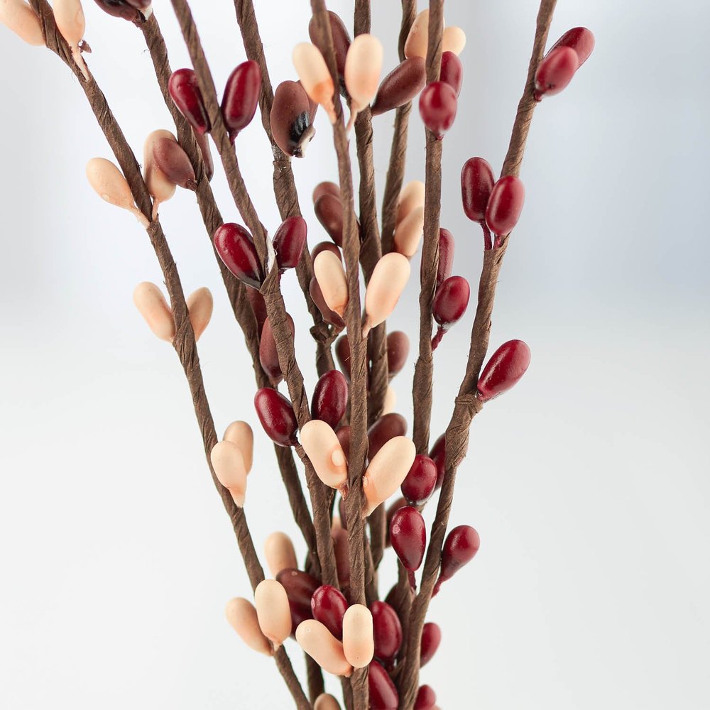 Factory Direct Craft Pack of 12 Peach and Burgundy Pip Berry Stems Fall Rustic Berries, Farmhouse Home Decor for Table Arrangements and Thanksgiving Centerpiece Decorations (12" H)