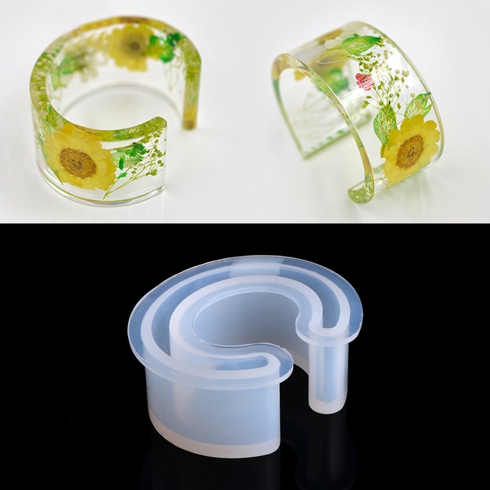 Hacloser Jewelry Making Silicone Mold DIY Bracelet Bangle Mould Open Cuff For Resin Flower Casting Handmade Crafts (1Pc Silicone Bracelet Mold)