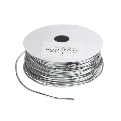 Homeford Stretch Cord Ribbon, 1/16-Inch, 25-Feet (Silver)