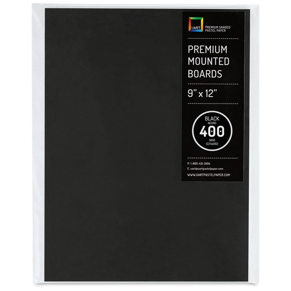 UART Dark Premium Mounted Art Board, Size: 9 x 12, Color: Black, Grade/Grit: 400