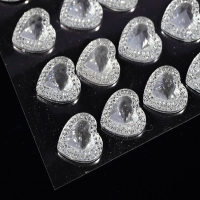 Craftbuddy US CB68CL 24pieces 16mm Pointed Self Adhesive Resin Clear Diamante Rhinestone Heart Gems, DIY