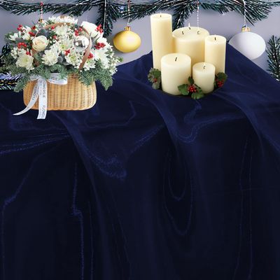 MDS Pack of 5 Yard Sheer Organza Fabric for Wedding Party Home Event Banquet Decorations, Backdrop Curtain Craft Dress Sewing Fashion DIY Crystal Organza Tulle Fabric Bolt 44 Wide - Navy Blue