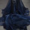 MDS Pack of 5 Yard Sheer Organza Fabric for Wedding Party Home Event Banquet Decorations, Backdrop Curtain Craft Dress Sewing Fashion DIY Crystal Organza Tulle Fabric Bolt 44 Wide - Navy Blue view 3