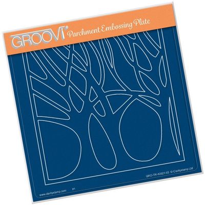 Clarity Stamps Groovi Parchment Embossing A5 Square Plate Woodland Glade
