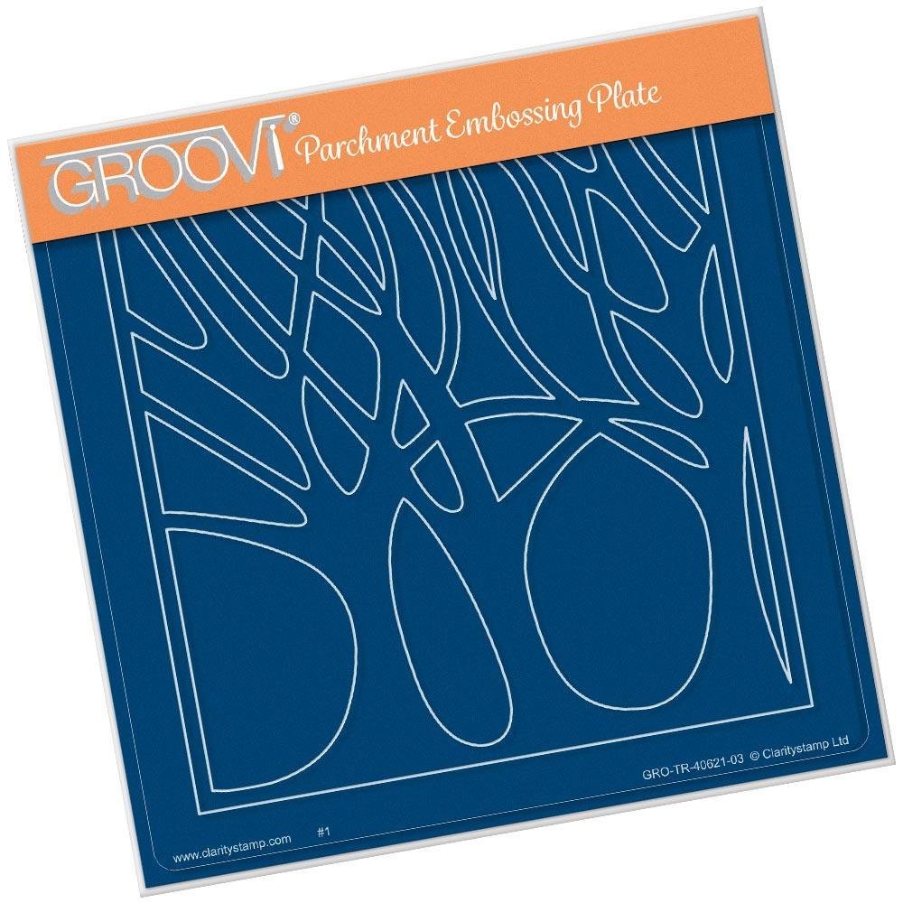 Clarity Stamps Groovi Parchment Embossing A5 Square Plate Woodland Glade