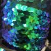 New Creations Fabric & Foam Inc, Fish Scale Paillette Sequin Fabric by The Yard (Aqua- Turquoise On Blue) view 3