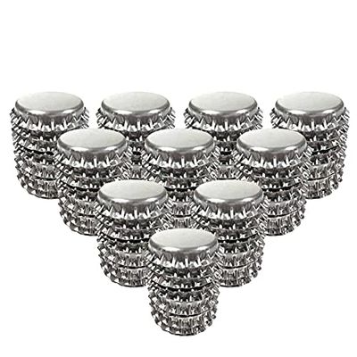 RUTICH 100 PCS Crown Bottle CaPs Decorative Bottle Cap Both Sideds Printed for Hair Bows, DIY Pendants or Craft ScraPbooks Silver