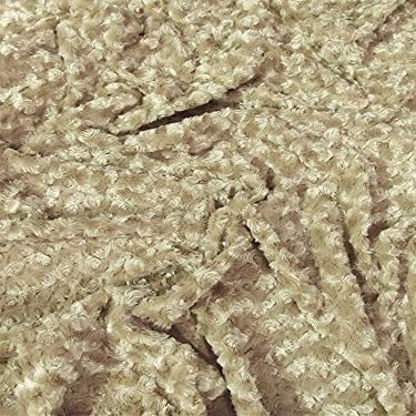 Minky Rose/Rosette Floral Baby Soft Fabric by The Yard DIY Blankets Decor Clothing (Desert Camel)